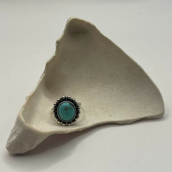 James Avery Retired Design Large Oval Turquoise Santorini Silver Ring - Picture 3 of 16